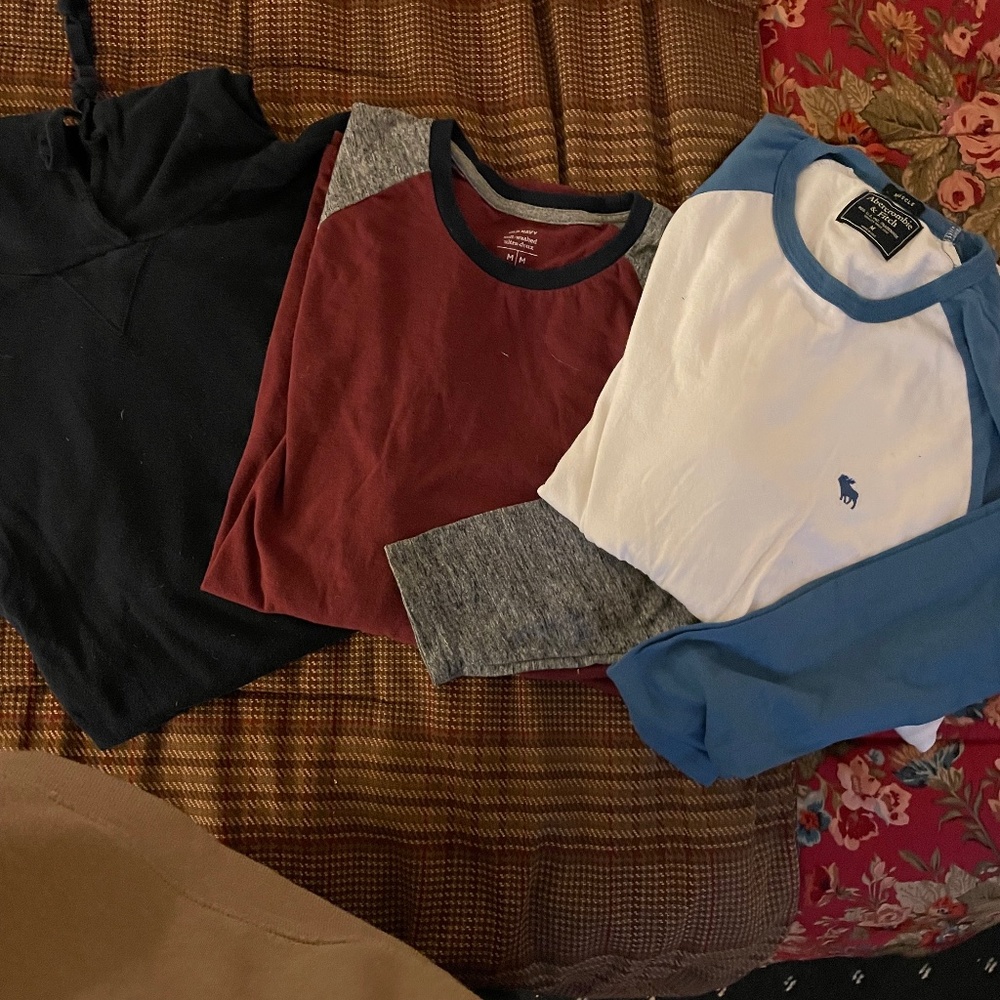 Lot of 3 long sleeve shirts size medium ;pullover size large